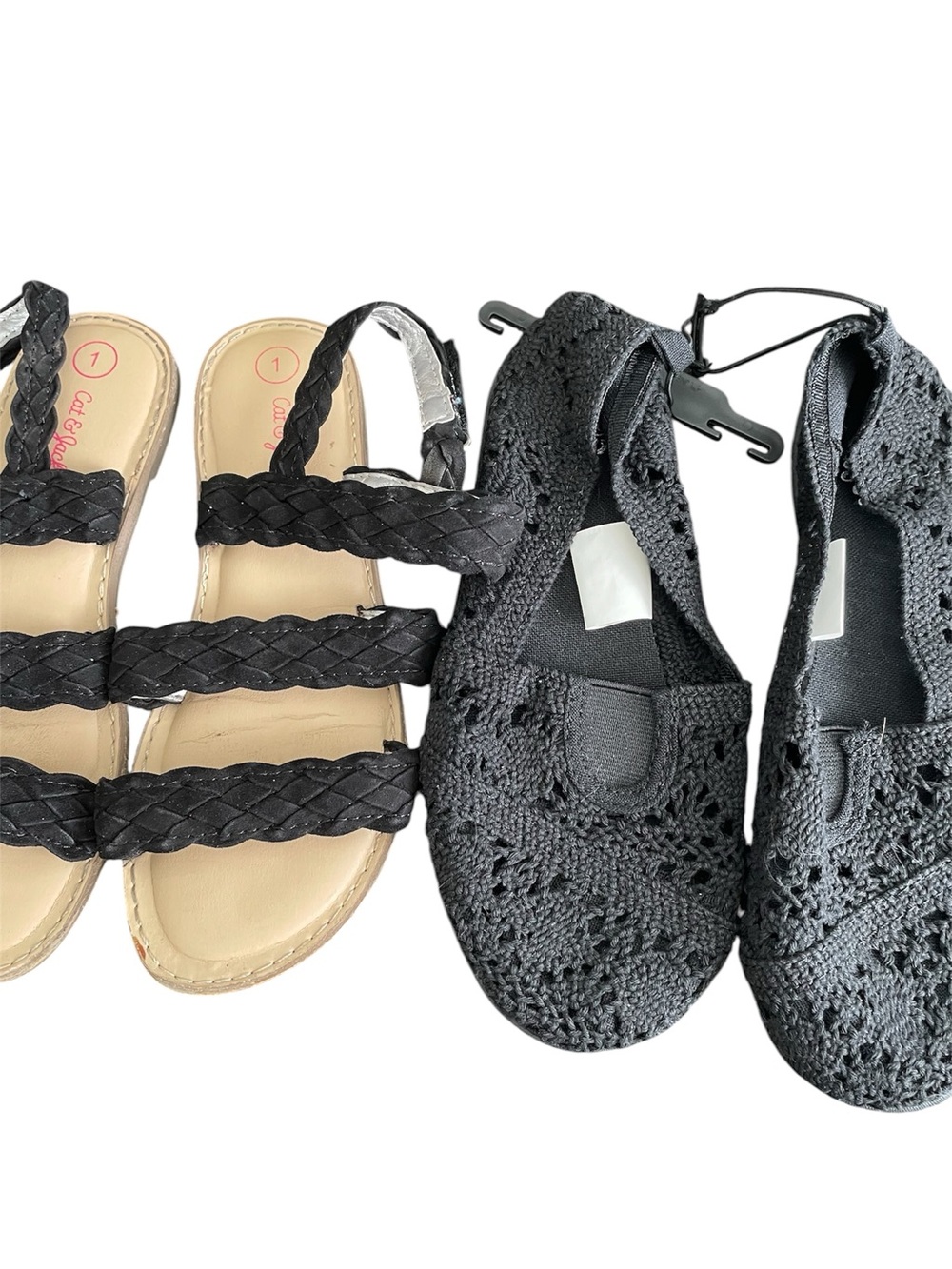 Cat & Jack Suede Sandals & Faded Glory Crocheted slip ons - size 1
